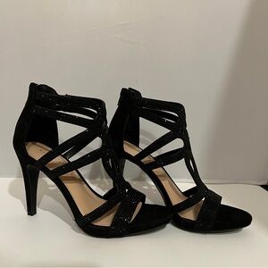 Kelly & Katie Black Strappy Sparkle Heels